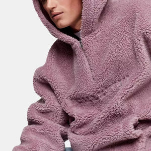 Sweat à capuche en polaire Sherpa pour hommes entièrement fait sur mesure pour l'hiver-Tissu de flanelle tricoté solide à capuche populaire - Product Image 4