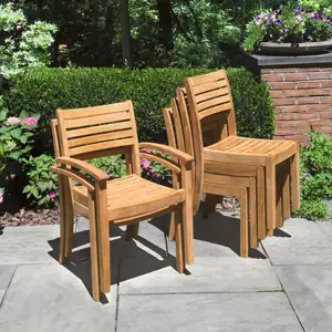 Wholesale Outdoor Garden Stacking Chair Solid Teak Wood Material Outdoor Stacking Chair Furniture