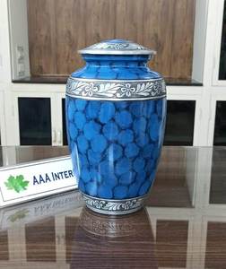 Genuine Quality Bulk Selling Special Design 100% Aluminum Metal Material Blue <b>Stone</b> With Engraving Cremation Ashes Urns for Sale - Product Image 2