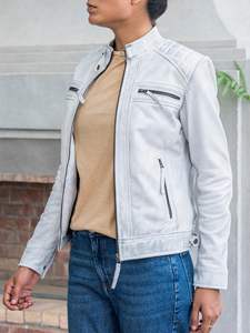 Chaqueta de Cuero de Moda para Mujer, Nueva Llegada, Alta Calidad, al por Mayor, Transpirable, Impermeable, Cuero Puro con Forro de Satén y Nailon - Product Image 3