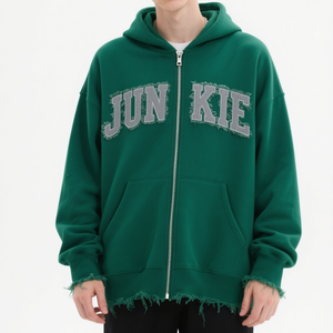 Cómoda Sudadera con capucha de gran tamaño para hombres Unisex Lavado con ácido pesado desgastado con bordado de logotipo personalizado - Product Image 2