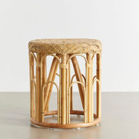 Table de salle à manger en rotin artisanale personnalisable, table basse d'extérieur et d'intérieur, design minimaliste bohème vintage pour cuisine