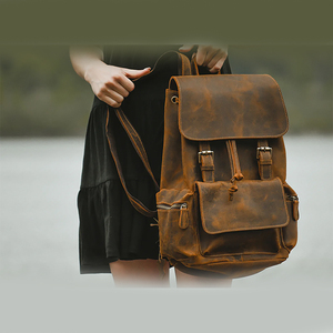 Real Leather 45L Camping Rucksack <b>Small</b> Genuine Leather <b>Laptop</b> Backpack <b>for</b> Girls and Women Travel <b>Bag</b> - Product Image 6