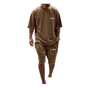 Vente chaude deux pièces Gym entraînement T-shirts et shorts ensemble pour hommes vêtements d'été confortables fabriqué en usine style grande taille à vendre - Product Image 4