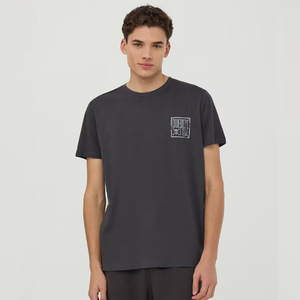 Custom Men Drop Shoulder T-shirt Heavy Cotton Crew Neck Tee Oversized <b>Applique</b> Patch Embroidery Boxy Cropped T Shirt Men - Product Image 2