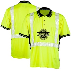 ODM UNIQUE GYM WEAR Camiseta de Alta Visibilidad para Hombre Adulto con Bolsillos, Botones y Franjas Reflectantes de Poliéster/Algodón - Product Image 4