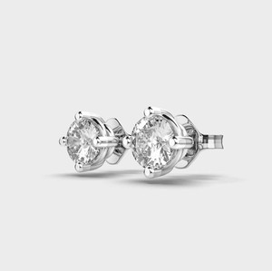 IGI Certified Round Brilliant Lab Grown Diamond Stud <b>Earrings</b> Solid 925 Sterling Silver 4 Prong Solitaire Diamond <b>Earrings</b> - Product Image 2