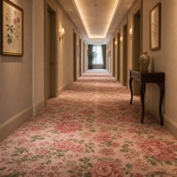 Tapis mural en polyester PET imprimé floral pour hôtel, chambre d'hôtes, couloir, hall
