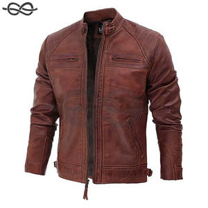 Chaqueta de motociclista de piel de cordero Real acolchada Cafe Racer Zip Up Moto chaquetas para hombres Elegante ropa de abrigo duradera - Product Image 5