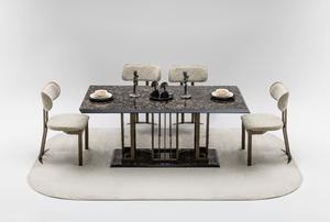 Conjuntos de comedor modernos convertibles elegantes y elegantes de lujo, muebles contemporáneos de acero inoxidable para el hogar, apartamentos, villas, comedor - Product Image 2