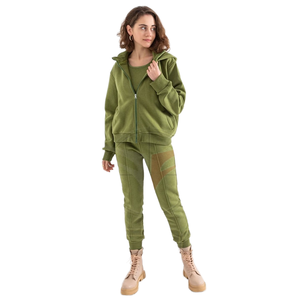 Ensemble de survêtement pour femme avec fermeture éclair, jogging, sweat-shirt, tenue de sport respirante, polaire chaud, vêtements de sport pour la course à pied, tenue de sport deux pièces - Product Image 1