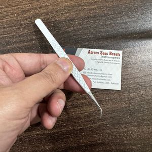 Pince à épiler fine à 90 degrés, blanche, pailletée, outil de beauté, impression de logo personnalisée, acier inoxydable, forte tenue, résistante à la transpiration - Product Image 5