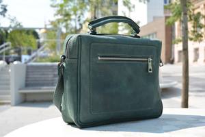 Vintage LCBB-0195 Genuine <b>Leather</b> Business Casual Crossbody <b>Messenger</b> <b>Bag</b> Waterproof Handbag Zipper Fashionable Male Briefcase - Product Image 2