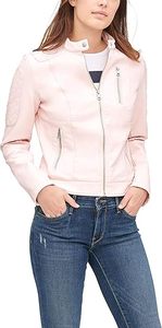Blouson bombardier court en similicuir pour femmes de qualité supérieure col rabattu poche à rabat bouton-pression forme rétro manteau courte longueur OEM disponible - Product Image 2