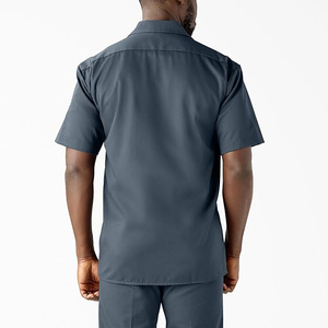 Ensemble de vêtements de travail unisexe, chemise à manches courtes et pantalon de couleur unie, viscose/polyester, respirant, style décontracté, printemps - Product Image 4
