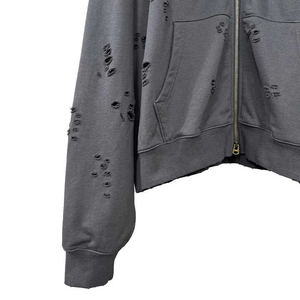 Sweats à capuche surdimensionnés avec fermeture éclair pour hommes Streetwear Broderie respirante Tendance thermique Vente en gros Sweats à capuche lavés à l'acide - Product Image 5