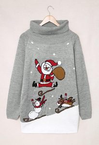 FNJIA Women's <strong>Christmas</strong> Sweater <strong>Dress</strong> Snowman Jacquard Turtleneck Sweater Knit Long Sleeve Gray Holiday Pullover Winter <strong>Dress</strong> - Product Image 4