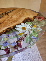 Table basse de luxe moderne en bois d'acacia et résine, design artistique, étanche, couleur personnalisable, pour salon, Diwali, Sympathie