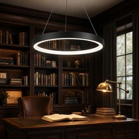 Lampe suspendue LED annulaire 800 mm pour bureau à domicile, éclairage d'angle sans soudure pour la concentration