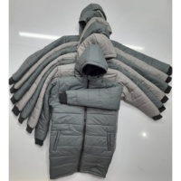 Veste matelassée pour homme, 240 grammes, polyester, coton, toile brodée, col rond, fermeture éclair intégrale, parka longue matelassée d'hiver