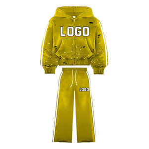 En demande 2025 Tendance Survêtement d'entraînement en strass de détresse personnalisé au soleil 500Gsm French Terry pour la saison d'hiver - Product Image 3