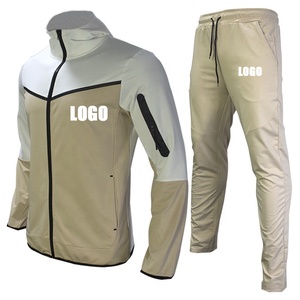 Survêtement de Jogging à capuche avec cordon de serrage pour hommes de haute qualité 100% coton solide respirant léger tenue de sport d'hiver contraste - Product Image 3