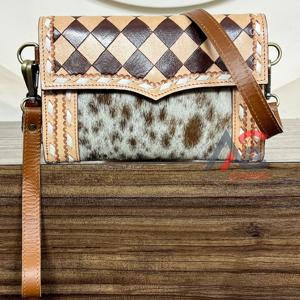 Sac à bandoulière multifonctionnel personnalisé en cuir de vachette de haute qualité, sac à bandoulière à carreaux, pochette à main pour femme - Product Image 1