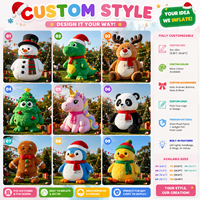 Personaje Navideño Inflable de Peluche Personalizado: Papá Noel, Hombre de Jengibre, Reno, Pingüino, Oso, Muñeco de Nieve, Elfo, Cascanueces, Decoración Esponjosa