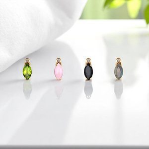 Chapado en oro Marquesa Rosa Calcedonia piedra preciosa encanto sola fianza punta ajuste joyería 925 colgante de plata al por mayor - Product Image 2