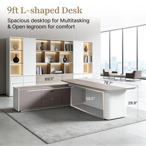 Luxurious Ergonomic <b>L</b>-<b>Shaped</b> Executive <b>Desk</b> <b>DESK</b>-0074 Engineered Wood Computer <b>Desk</b> - Product Image 3