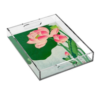 Plateau de rangement transparent plateau acrylique empilable avec insert en papier personnalisé pour la maison Restaurant Bar hôtel mariage
