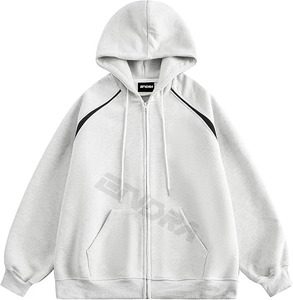 Sudadera con capucha recortada con cremallera para hombre Heavyweight 100% algodón Cremallera completa Cremallera doble Cremallera Ups para ropa de calle de invierno - Product Image 1