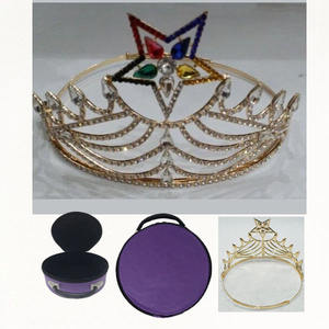 Couronne maçonnique en argent pour Grand Maître de la Franc-Maçonnerie O.E.S, décorée de strass, réglable avec un ensemble ultra - Product Image 4