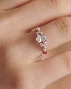 Brillant Vintage Style or 0.56ctw Marquise coupe ovale coupe côté pierre Solitaire laboratoire cultivé diamant bijoux femmes mariage fête porter - Product Image 1