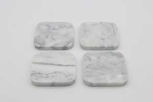 Sous-verre élégant en marbre naturel, pierre verte, grise et blanche, décoration de table minimaliste - Product Image 5