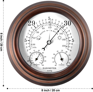 Baromètre analogique 3 en 1, thermomètre, hygromètre, station météo murale, jauge de pression métallique pour usage domestique en intérieur - Product Image 3