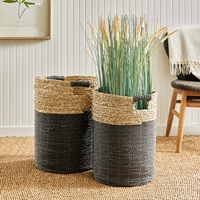Meilleure vente paniers tissés en jonc de mer personnalisés Vietnam pots de rotin en osier de stockage faits à la main jardinière grand panier rond organisateur
