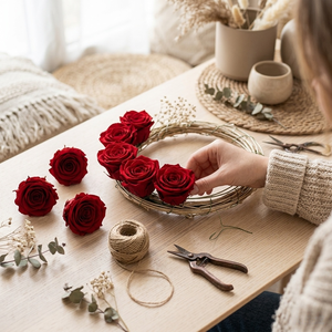 Teste di Rose Stabilizzate Naturali al Tatto Reale, Fiori Rossi per Matrimoni, Festa della Mamma, Natale - Lunga Durata 3-5 Anni, Decorazione Regalo Fai da Te - Product Image 3