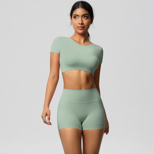 Conjuntos de yoga Fitness Mujer Nueva llegada Venta al por mayor Logotipo personalizado al aire libre Entrenamiento Gimnasio Mujeres Fitness Set - Product Image 3