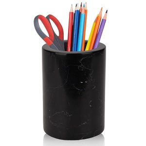 Porte-stylo en marbre noir de haute qualité 11x8 cm pour bureaux et salles d'étude - Product Image 1