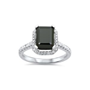 Emerald Cut Halo Prong <b>Set</b> Lab Grown Diamonds Cute Engagement <b>Ring</b> for <b>Women</b> RITZIN Brand - Product Image 3