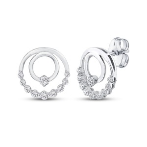 Boucles d'oreilles clous tendance en diamant de laboratoire double cercle 0,50 carat en or massif 14 carats, pour usage quotidien, cadeau, produit en gros - Product Image 2