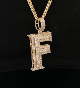 Colgante de oro con inicial de 14K con moissanita VVS y bola de probador de diamantes, joyería Buss de alta calidad, abalorio Chapado en hielo con inicial F - Product Image 2