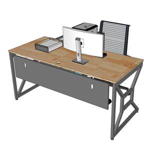 Executive 160x70cm <b>Desk</b> with <b>Solid</b> <b>Wood</b> Cabinet Luxury Minimalist Design Iron Legs Assembly Required-BGD68071 - Product Image 2