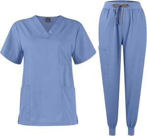 Venta al por mayor Hospital Scrub Sets uniformes médicos enfermeras cómodo cuello en V Jogger pantalones poliéster algodón - Product Image 4