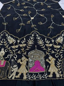 Conjunto de Lehenga bordado de seda crepé de diseñador Dupatta con trabajo de cuentas Salwar cosido listo para ropa de fiesta de mujer Tallas M XXL - Product Image 3