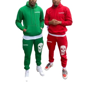Custom 3D Puff Print Sweatsuits Two Pieces Fleece Tracksuit Set <b>Oversized</b> Cotton <b>Joggers</b> Flared Sweatpants and Hoodie Set Men - Product Image 1