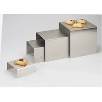 Nieuwe Decoratieve Metalen Riser Dadels Stand Set Van 3 Voor Zoete Chocolade Kom Vierkante Vorm Luxe Metalen Riser Dessertstand