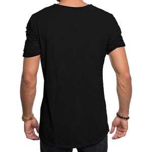 Streetwear 100% coton Meilleur fournisseur Quantité en vrac T-shirt en détresse Logo personnalisé T-shirt en détresse à la mode - Product Image 2