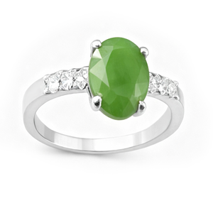 Nouveauté 2025, bague accessoire beGems Premium, bague halo en jade ovale 10x8 mm, pierre verte élégante, bijoux fins pour femmes - Product Image 4